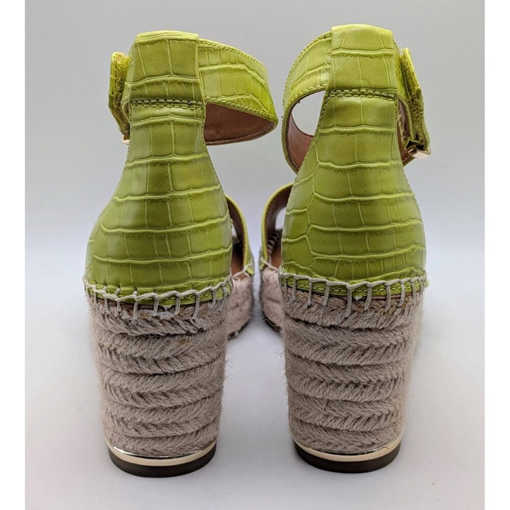 Franco Sarto Lime Green Croc-Embossed Espadrille Wedge Sandals - Picture 5 of 7